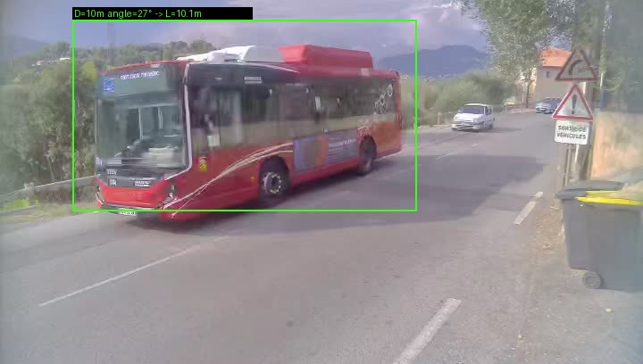 Bus — At an angle: measured length 10.1 m