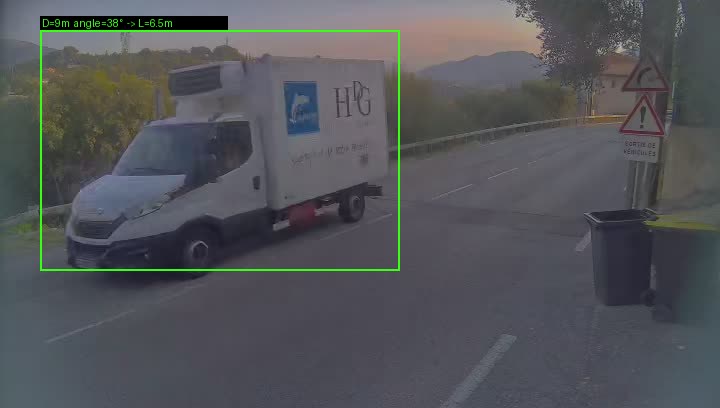 Truck — At an angle: measured length 6.5 m
